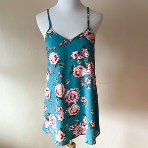Teez me teal blue floral mini dress. Size XXS